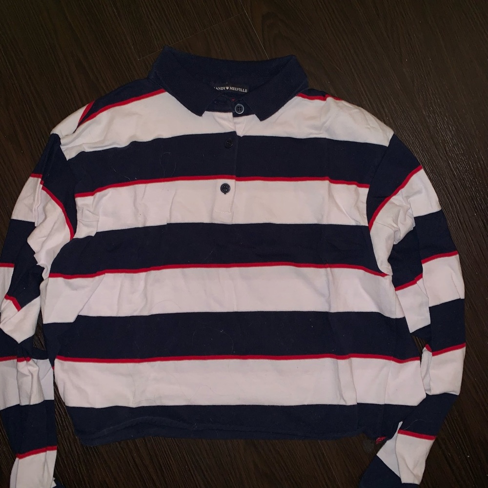 Brandy Melville cropped collared long sleeve
